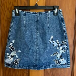Denim Embroidered Skirt